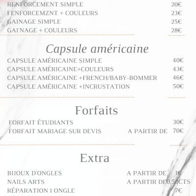 tarifs ongles chambery - glam nails by vanessa